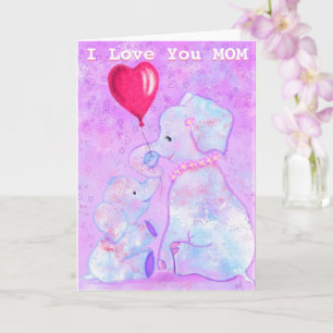 Ich Liebe Sie Mama Card Elefanten Mama und Baby Karte