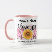 Ich Liebe Sie Mama farbenfrohe, anpassbare rosa Fo Tasse (Links)