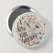 Ich Liebe Sie Mama Hübsche Aquarell Grün jeden Nam Button (Vorne & Hinten)