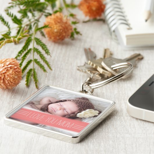 Ich Liebe Sie Mama | Korallenbanner-Foto Schlüsselanhänger (Seite)