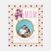 Ich LIEBE SIE MAMA Mama Personalisiert Modernes Fo Fleecedecke (Vorderseite)