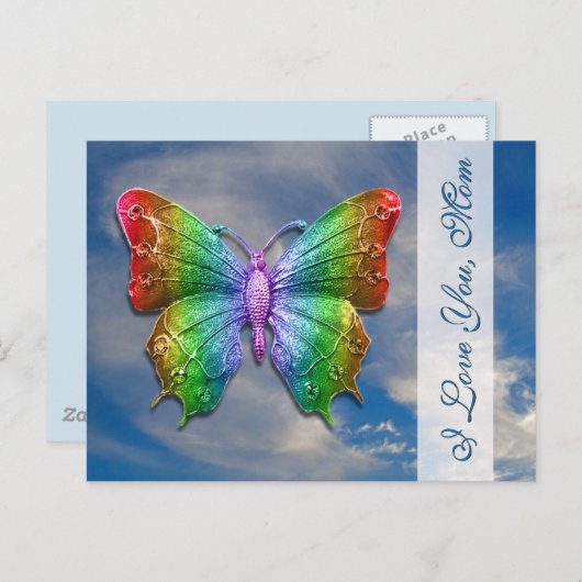 Ich Liebe Sie Mama | Rainbow Butterfly zum Muttert Postkarte (Vorne/Hinten)