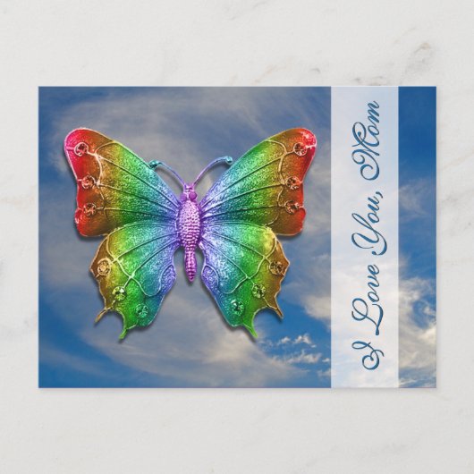 Ich Liebe Sie Mama | Rainbow Butterfly zum Muttert Postkarte (Vorderseite)