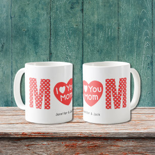Ich Liebe Sie Mama Red Heart Pattern Muttertag Kaffeetasse