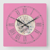 Ich Liebe Sie Mama römischen Zahlen Heiß rosa Wass Quadratische Wanduhr (Vorderseite)