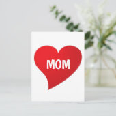 Ich Liebe Sie Mama, rotes Herz weiß Postkarte (Stehend Vorderseite)