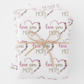 Ich Liebe Sie Mama Zitat Rosa Glitzer Herz Geschenkpapier Set (Beispiel)