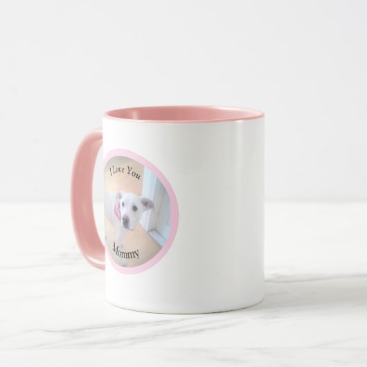 Ich Liebe Sie Mami Foto Niedlich Hund in Circle Pi Tasse (Vorderseite Links)