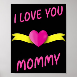 Ich Liebe Sie Mami mit rosa Herz Clipart und Yello Poster