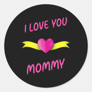 Ich Liebe Sie Mami mit rosa Herz Clipart und Yello Runder Aufkleber