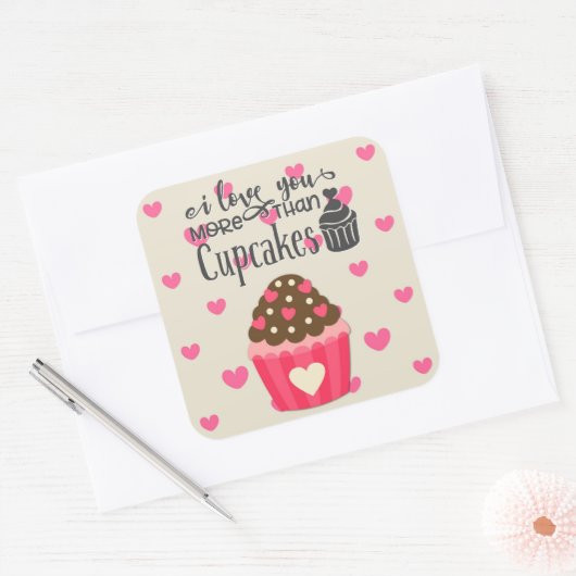 Ich Liebe Sie mehr als Cupcakes Aufkleber (Umschlag)