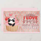 Ich Liebe Sie mehr als Cupcakes Panda Valentines (Vorne/Hinten)