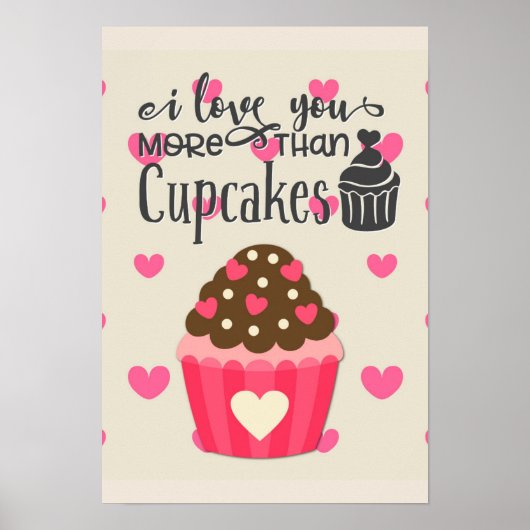 Ich Liebe Sie mehr als Cupcakes Poster (Vorne)