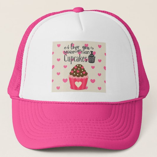 Ich Liebe Sie mehr als Cupcakes Trucker Hat Truckerkappe (Vorderseite)