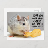 Ich Liebe Sie mehr als Käse Ratte Ratte Postkarte (Vorne/Hinten)