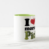 Ich Liebe Sie mehr als Pickles Zweifarbige Tasse (Mittel)