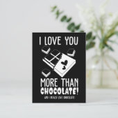Ich Liebe Sie mehr als Schokolade in Weiß Postkarte (Stehend Vorderseite)