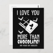 Ich Liebe Sie mehr als Schokolade in Weiß Postkarte (Vorne/Hinten)
