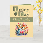 Ich Liebe Sie mehr Katzen grün gelb Valentine Karte (Gelbe Blume)