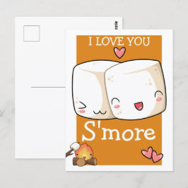 Ich Liebe Sie mehr Kawaii Marshmallow Postkarte