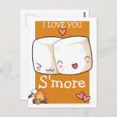 Ich Liebe Sie mehr Kawaii Marshmallow Postkarte (Vorne/Hinten)