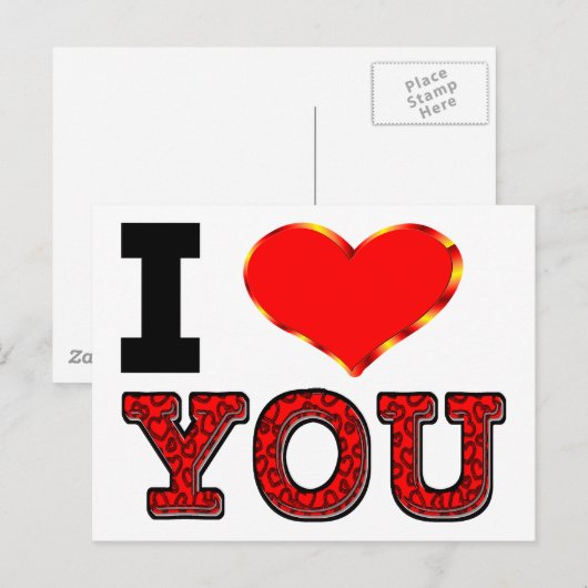 Ich Liebe Sie mit 3D-Herz Postkarte (Vorne/Hinten)