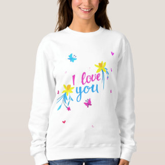 Ich Liebe Sie mit Blume und Schmetterling Sweatshirt