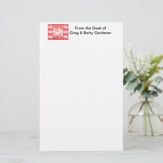 Ich Liebe Sie mit Herz-Rosa-Hintergrund Briefpapier (Stehend Vorderseite)