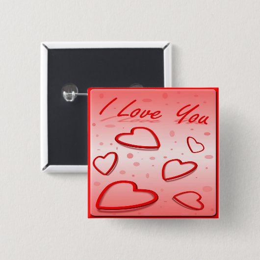 Ich Liebe Sie mit Herz-Rosa-Hintergrund Button (Vorne & Hinten)