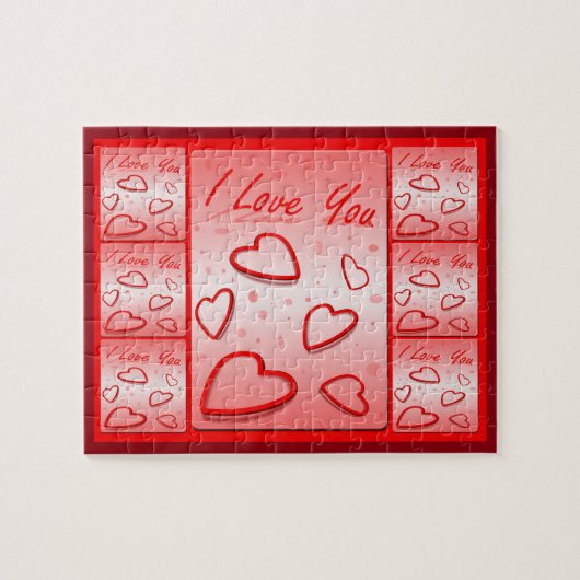 Ich Liebe Sie mit Herz-Rosa-Hintergrund Puzzle (Horizontal)