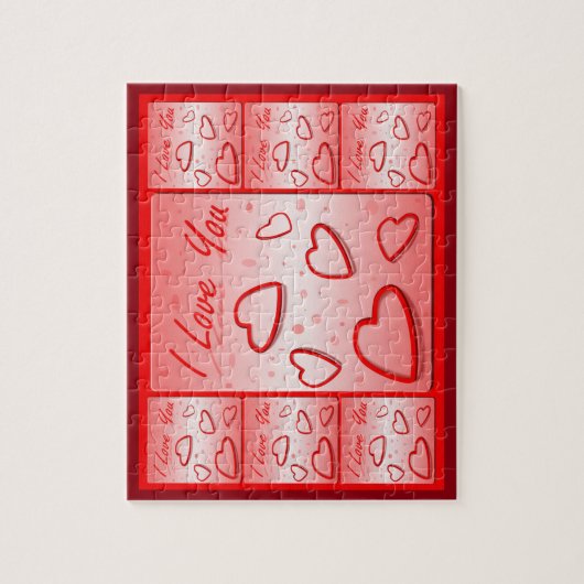 Ich Liebe Sie mit Herz-Rosa-Hintergrund Puzzle (Vertikal)