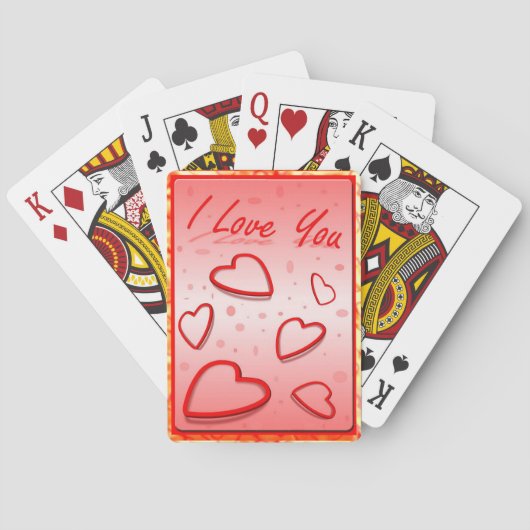Ich Liebe Sie mit Herz-Rosa-Hintergrund Spielkarten (Rückseite)
