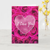 Ich Liebe Sie mit Rose und rosa Herzvergnügen Karte (Gelbe Blume)