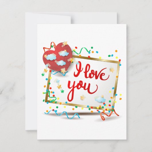 Ich Liebe Sie mit Rotem Herzen Dankeskarte (Vorderseite)