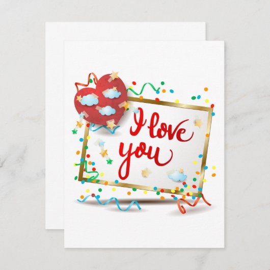 Ich Liebe Sie mit Rotem Herzen Dankeskarte (Vorne/Hinten)