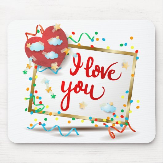 Ich Liebe Sie mit Rotem Herzen Mousepad (Vorne)