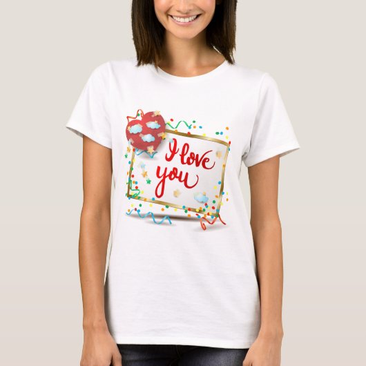 Ich Liebe Sie mit Rotem Herzen T-Shirt (Vorderseite)