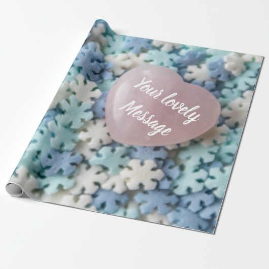 Ich Liebe Sie mit schönen Herzen und Schneeflocken Geschenkpapier (Ungerollt)
