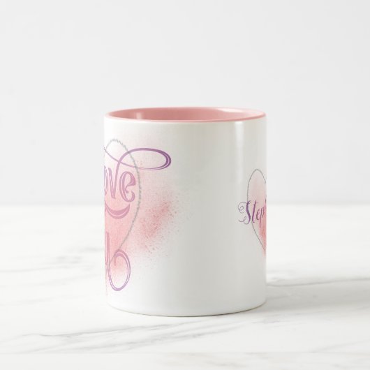Ich Liebe Sie Modernes Licht Herz Graphic Elegant Zweifarbige Tasse (Mittel)