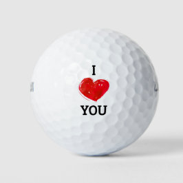 Ich Liebe Sie Modernes Rotes Herz | Valentinstag Golfball