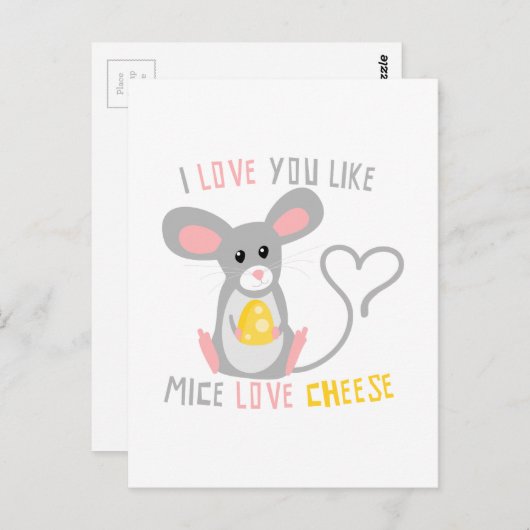 Ich Liebe, Sie mögen Mäuse Liebe Käse Postkarte (Vorne/Hinten)