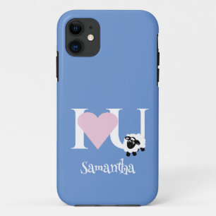 Ich Liebe Sie Niedlich Cartoon Sheep Blue Case-Mate iPhone Hülle