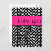 Ich Liebe, Sie Niedlich Girly Black and White Herz Postkarte (Vorne/Hinten)