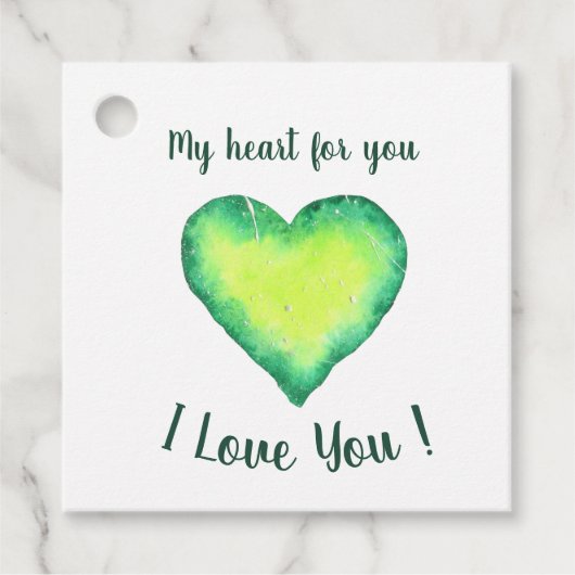 Ich Liebe Sie Niedlich Grün und Blau Herzen Geburt Geschenkanhänger (Vorderseite)