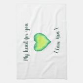 Ich Liebe Sie Niedlich Grün und Blau Herzen Geburt Geschirrtuch (Vertikal)