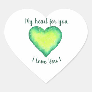 Ich Liebe Sie Niedlich Grün und Blau Herzen Geburt Herz-Aufkleber