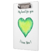 Ich Liebe Sie Niedlich Grün und Blau Herzen Geburt Klemmbrett (Links)