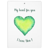 Ich Liebe Sie Niedlich Grün und Blau Herzen Geburt Klemmbrett (Rückseite)