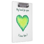Ich Liebe Sie Niedlich Grün und Blau Herzen Geburt Klemmbrett (Rechts)