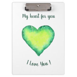 Ich Liebe Sie Niedlich Grün und Blau Herzen Geburt Klemmbrett